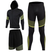 Men's Compression Running Suits Three Clothes Sports Set Jackets Shorts and Pants Joggers