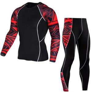 Men's Compression Run jogging Suits Clothes Sports Set Long t shirt And Pants Gym Fitness workout Tights clothing 2pcs/Sets