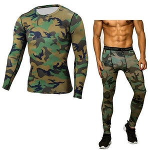 Running Sets Compression T-Shirt Clothing Long Sleeve T Shirt + Leggings Fitness Quick Dry Crossfit Suits