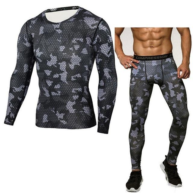 Running Sets Compression T-Shirt Clothing Long Sleeve T Shirt + Leggings Fitness Quick Dry Crossfit Suits