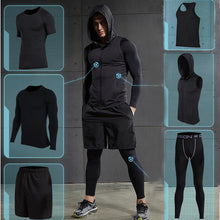 Quick Dry Men's Running Sets 6pieces/sets Compression Sports Suits Basketball Tights Clothes Gym Fitness Jogging Sportswear