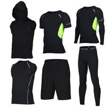 Quick Dry Men's Running Sets 6pieces/sets Compression Sports Suits Basketball Tights Clothes Gym Fitness Jogging Sportswear
