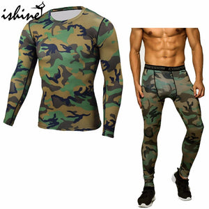 Running Sets Compression T-Shirt Clothing Long Sleeve T Shirt + Leggings Fitness Quick Dry Crossfit Suits