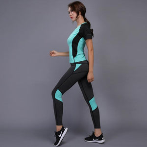 2 Pieces Women Yoga Set Fitness Gym Clothes Running Tennis Shirt+Pants Yoga Leggings Jogging Workout Sport Suit