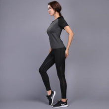Sexy Yoga Set Women Fitness Running Shirt+Pants Breathable Gym Workout Clothes Compressed Yoga Leggings Sport Suit