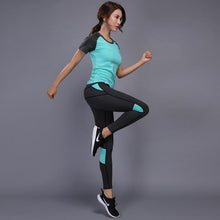 Sexy Yoga Set Women Fitness Running Shirt+Pants Breathable Gym Workout Clothes Compressed Yoga Leggings Sport Suit