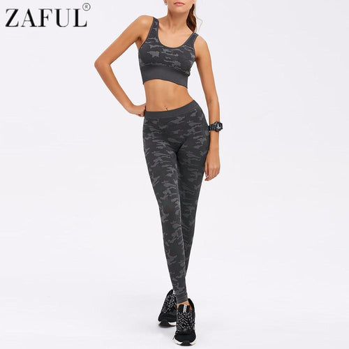 2Pcs Women Yoga Set Fitness Camouflage Print Bra+Pants Leggings Set Gym Workout Clothing Sportswear Running Slim Tracksuit