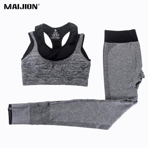 2Pcs Women Yoga Sets Fitness Sport Bra+Yoga Pants Leggings Set , Gym Running Sport Suit Set Workout Clothes for Female