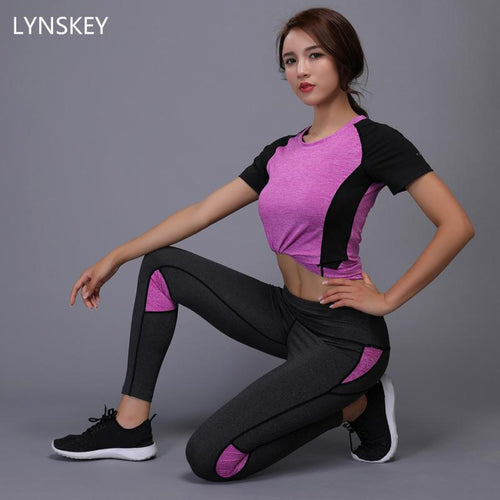 2 Pieces Women Yoga Set Fitness Gym Clothes Running Tennis Shirt+Pants Yoga Leggings Jogging Workout Sport Suit